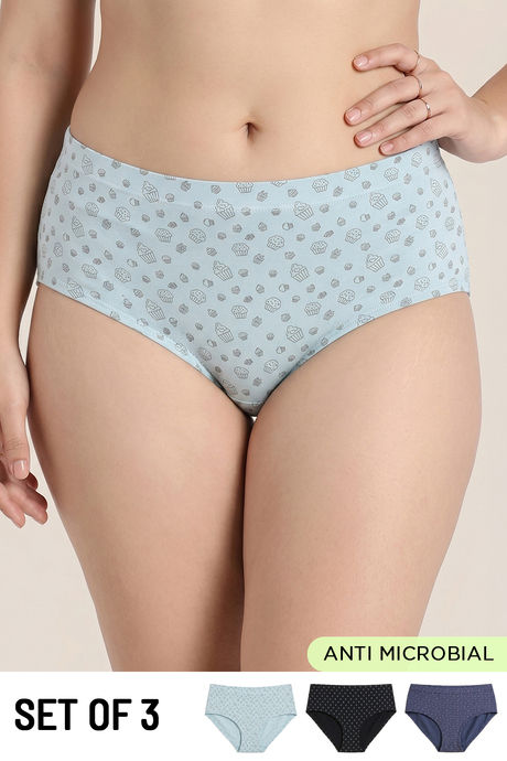 Buy Zivame Medium Rise Full Coverage Hipster Panty (Pack of 3) -  Multicolor